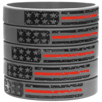 300pcs Vintage Flag Thin RED Line silicone wristband bracelet free shipping by DHL