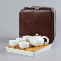 陶瓷功夫茶具套裝汝窯茶壺茶杯茶盤套組旅行便攜式車載手提包禮品