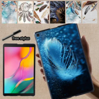 Tablet Case for Samsung Galaxy Tab S7 11/Tab S6 Lite 10.4/Tab S6 10.5/Tab S4 10.5/Tab S5e 10.5 Feather Print Back Shell Cover