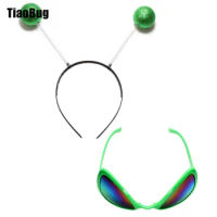 Women Kid Funny Alien Cosplay Accessories Colorful Lens Glasses Hair Hoop Headband for Halloween Theme Party