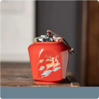 防潮密封陶瓷茶葉罐【中國紅】 中號