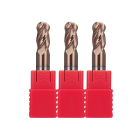 Mata Pisau Bola Karbida Berlapis AlTiN HRC55 - 4 Flute R2 Shank Lurus D4 Pemotong CNC untuk Baja/Bes