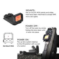 Tactical Flip Up 1x Red Dot Sight Holographic Reflex Fold Mini Scope For MOS Glock Or Slide Cut Pistol Mount Base Optics Sight