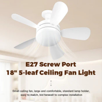 18 Inch E27 LED Ceiling Fan Light 5 Blades 3 Adjustable Wind Speed Remote Control Dimmable Ceiling Fan Light Mute Electric Fan