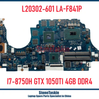 StoneTaskin Original L20302-601 DPK54 LA-F841P For HP Pavilion Gaming 15-CX Laptop Motherboard I7-8750H CPU GTX1050TI 4GB GPU MB