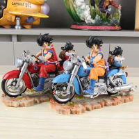 Dragon Ball Anime Figure Goku Son Gohan Goku Action Figure Dbz Father And Son Motorcycle 15cm Cute Collection Model Toys Presen
