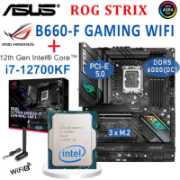 ASUS ROG STRIX B660-F GAMING WIFI LGA 1700 PCI-E 5.0 M.2 128GB DDR5 6000MHz ATX Motherboard Intel i7 12700KF CPU Processor NEW