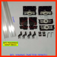 TNT01 SET Rel Yiming 2 Meter + Roda 3 Pintu Lemari Sliding Pakaian