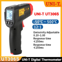 UNI-T Digital Thermometer UT306S UT306C Non-contact Industrial Infrared Laser Temperature Meter Temperature Gun Tester -50-500℃