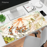 Large Mousepad Okami Gaming Deskpads Japanese Retro Mousepad Rubber Gamer Table Carpet Pc Mouse Pad Desk Mat Locking Edge