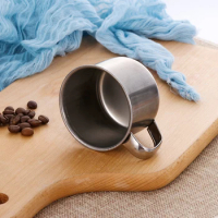Coffee Mugs 200mL Metal Cup Mug Shatterproof Insulated Cups with Handles Keep Drinks Hot or Cold LongerStainless Steel