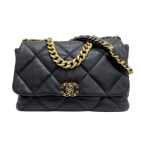 【二手名牌BRAND OFF】CHANEL 香奈兒 19 鍊帶 肩背包 黑色 羊皮 AS1162
