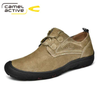 Camel Active New Men's Casual Shoes Leather Spring/Autumn Business Wedding Retro Lace-up Breathable Men Loafers D2208479