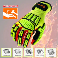 NMSafety Anti Vibration Protective Work Gloves Cut Resistant High Quality with Oil-proof Nitrile Dipped Palm Glove