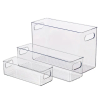 【isona】5款任選 櫥櫃透明收納盒 含把手(置物盒 儲物盒 廚房收納 冰箱收納)