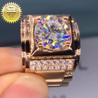 18K Au750 White Gold Men Ring DVVS 3Carat Moissanite Diamonds Watch strap Luxury Wedding Party Engagement Anniversary Ring