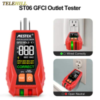 ST06 Socket Tester VA Color Screen Digital Display Outlet Checker GFCI Live Neuter Wire Test US Plug Ground Zero Line Meter