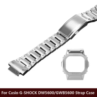For Casio Small Block Refitted Accessories G-SHOCK DW5600 GWB5600 GW-M5610 Solid Stainless Steel Watchband Case Bracelet
