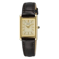 Jam Tangan Seiko Classic Tank Couple SWR106P1 SWR110P1 Gold Leather / Kulit Original Garansi Resmi W