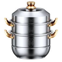 316 stainless steel steam pot 40cm steamer pot Home appliance 4 layers steamer cooker Soup pots for cooking Hotpot cookware set