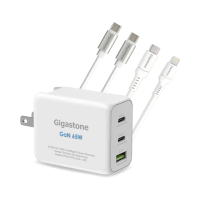 GaN 65W氮化鎵Type-C三孔急速快充充電器 + C to Lightning MFi充電線+C to C 充電傳輸線(iPhone充電頭組)