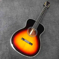 Custom AAAAA All Solid Wood Acoustic Guitar Real Abalone Upgrade Handmade Vintage OM Body Guitar