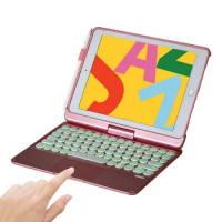 7 Colors Backlight 360 Degree Rotation Wireless Bluetooth Trackpad Russian/Spanish/Hebrew Keyboard Case Cover For iPad 9.7 2018