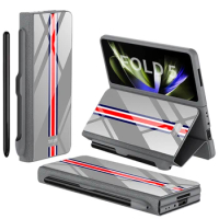 GKK Stylus Pen Holder Pocket Tempered Glass Coque Book Flip Case For Samsung Galaxy Z Fold5 Fold 5