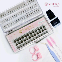 YOURA EYELASH EXTENSION - Paket Bundling Bulumata + Lem Bonus Pinset + Sisir Bulumata + Ring Glue