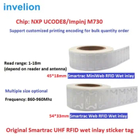Original SMARTRAC Web Belt Miniweb Wet inlay RFID UHF Sticker Tag U8 Impinj M730 Chip Long Range RFID Label For Asset Tracking