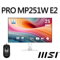 【滑鼠組】msi微星 PRO MP251W E2 24.5吋 白色 螢幕 (24.5 /1920x1080/16:9/120Hz/喇叭/白色)