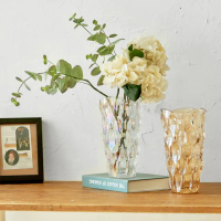 【好物良品】矮款_美式輕奢波西米亞水晶玻璃花瓶 花藝花器 插花裝飾品 桌面餐桌擺飾