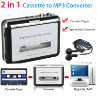 Portable Tape to USB2.0 PC Super Cassette To MP3 Audio Music CD Digital Player Converter Capture Recorder +Headphone