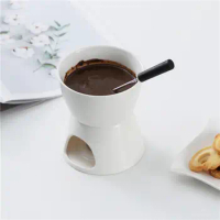 Fityle Chocolate Fondue Pot Butter Warmer Wax Melt Pot Tea Light Porcelain