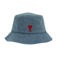 【AMI PARIS】春夏新款 品牌刺繡LOGO 漁夫帽-牛仔藍色(56、58、60)