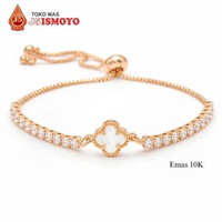 Gelang Tali Serut Kombinasi Emas Mas Clover J5 Ismoyo Putih