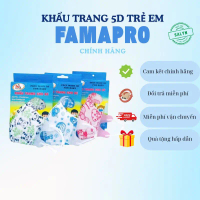 Khẩu trang 5D Mask Trẻ Em Chín Hãng FAMAPRO Vải Không Dệt Quai Thun Dày 3 Lớp Trẻ Em cho bé từ 6 thá