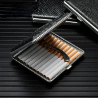Leather Pattern Cigarette Box Premium Lightweight 20 Metal Cigarette Box smoke Holder Men's Gift Cigarette Accessories