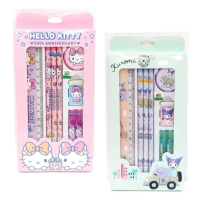 【小禮堂】Sanrio 三麗鷗 文具禮盒8件組 - 角色款 Kitty 酷洛米(平輸品)