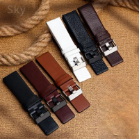 Men's Litchi Pattern Genuine Leather Watch Band for Diesel 4323 1657 1206 Cowhide Black Steel Buckle Replacement Accessories