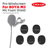 5PCS For BOYA BY-M3 BY M3 M 3 Windproof Lavalier Microphone Sponge Windscreen Tie Clip On Windshield Lapel Mic Foam Pop Filter