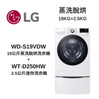 LG樂金 TWINWash WD-S19VDW+WT-D250HW 蒸洗脫烘19公斤+2.5公斤洗衣機(TW19DWPT)