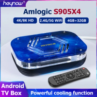 Android 11 Smart TV Box Amlogic S905X4 4K/8K HD Built-in Cooling Fan Media Player Set Top Box 2.4G/5G WiFi BT4.0 4G RAM 32G ROM