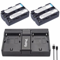 2 Pcs NP-FM500h NP FM500h Battery + USB Dual Charger For SONY A57 A65 A77 A450 A58 A99 A550 A560 A580 A900 A700 A200 A300 A350