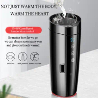 400ML Car Heated Cup Smart Mug 12V for Travel Coffee Tea Milk Heated Kettle 304 Stainless Steel Electric Water Cup With Cable