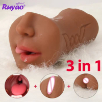 Oral Male Masturbator Masturbation Soft Stick Sex Toys For Men Deep Throat Artificial Blowjob Realistic Rubber Vagina Sexy Pussy