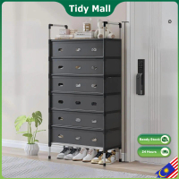 【TD] Multi-layer Assembly Shoe Rack with Plastic Dust Cover - 2/4/5/6/7 Layers Space-saving Door Ent