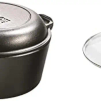 5-Quart Cast Iron Double Dutch Oven with Tempered Glass Lid