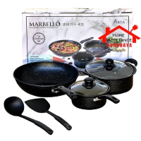 Asta Panci Wajan Marble Set Anti Lengket Cookware Set 7 Pcs Asta Marbello Terlaris