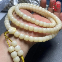 精工天然白玉菩提根直切桶108顆菩提根老型桶佛珠念珠男女項鏈